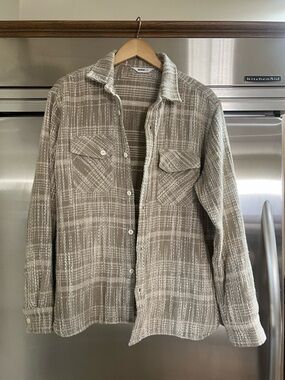 3sixteen Beige and white long sleeve button up